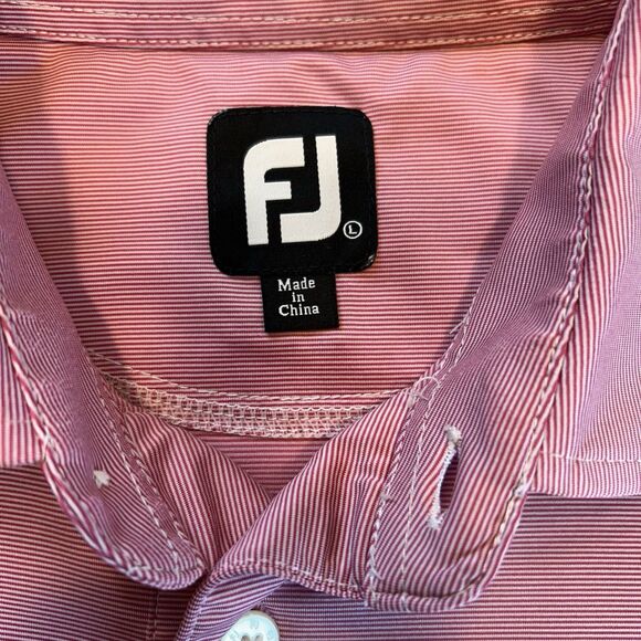 FootJoy FJ Mens Pink Stripe Golf Polo Shirt Bernado Heights CC Size Large - Picture 3 of 9